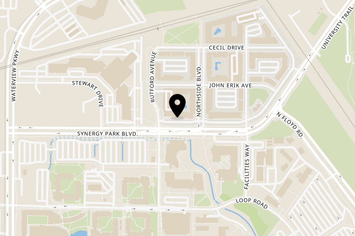 Map showing the location of CHOPPED HALAL GRILL on 3000 Northside Blvd #500 in Richardson